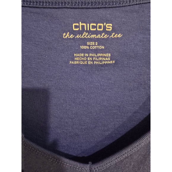 Chico's Women's Tank Top Size 2=L Blue V-Neck Sleeveless - Picture 6 of 6